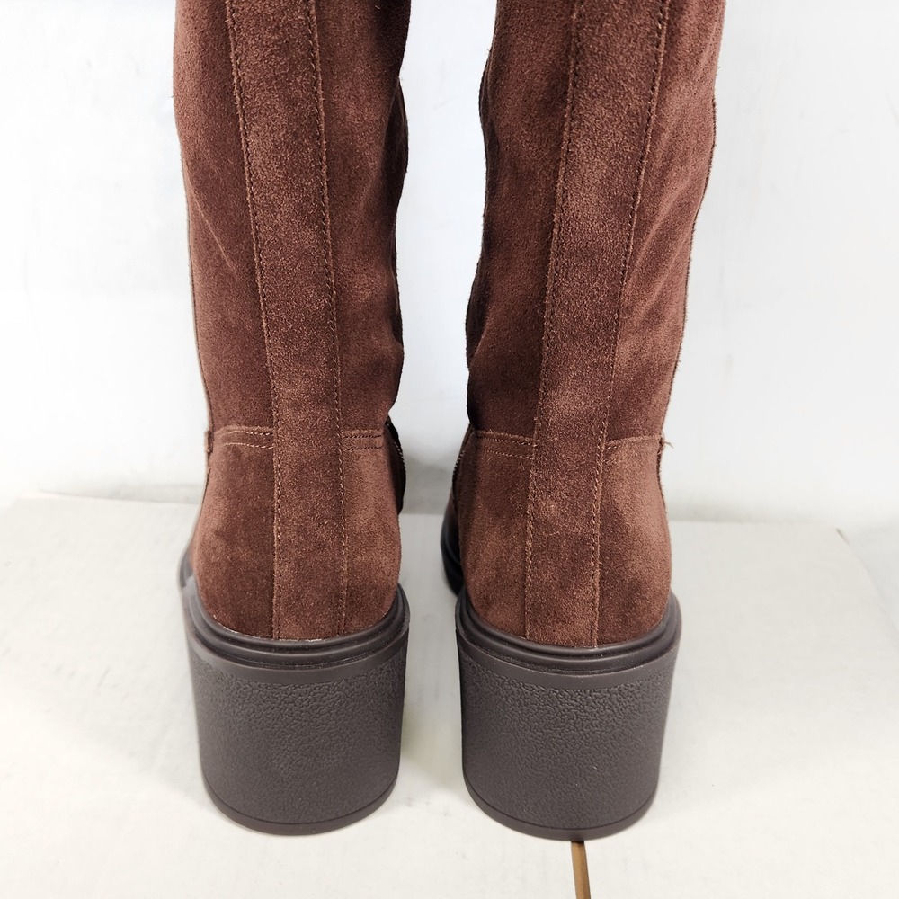 Vionic Sonora Tall Boots Women Size 8 Coffee Suede Wide Calf Block Heel - Picture 7 of 11